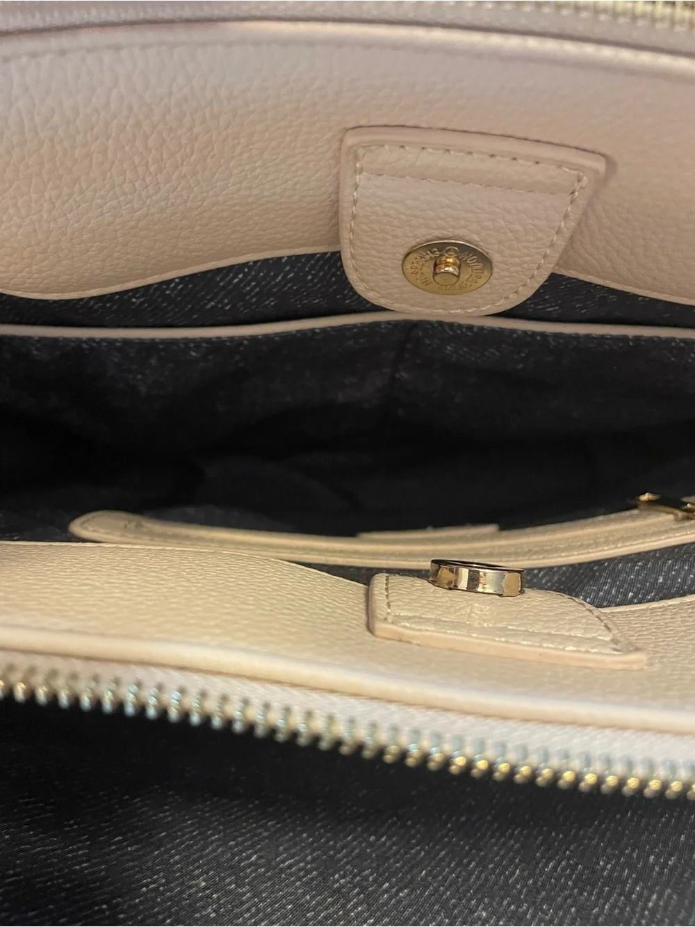 Classic Two-Tone Leatherette Briefcase Bag - Black & Cream